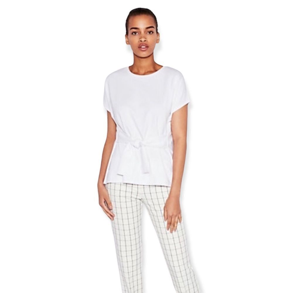 🔃Express White Short Sleeve Waist Tie Shirt